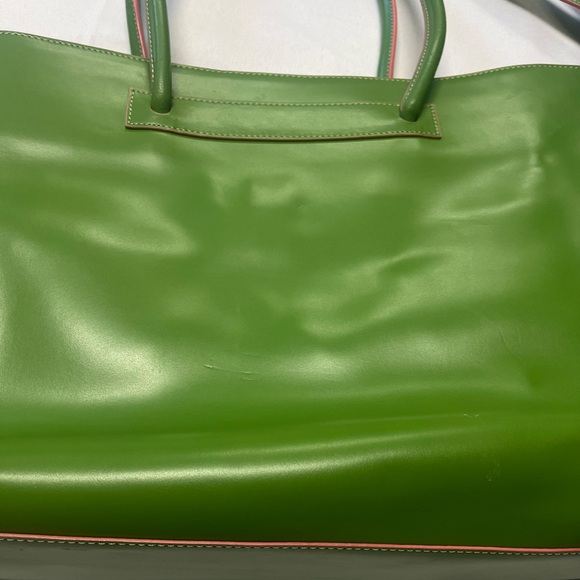 LODIS Tote Computer Shoulder Bag Structured Green & Pink 16”x12”x4”Travel Bag - Picture 15 of 16